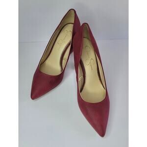 Jessica Simpson Burgundy Red Snake Texture Pointed Toe High Heel Pumps Women's 9